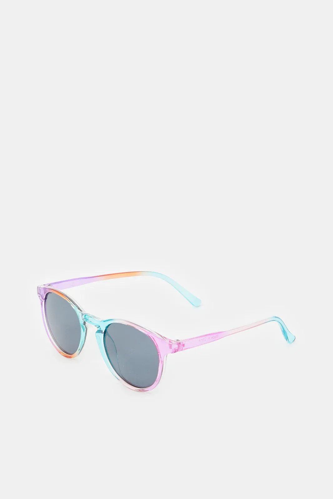 Girls Multicolour Round Sunglasses With Sequins Case (2 Piece)