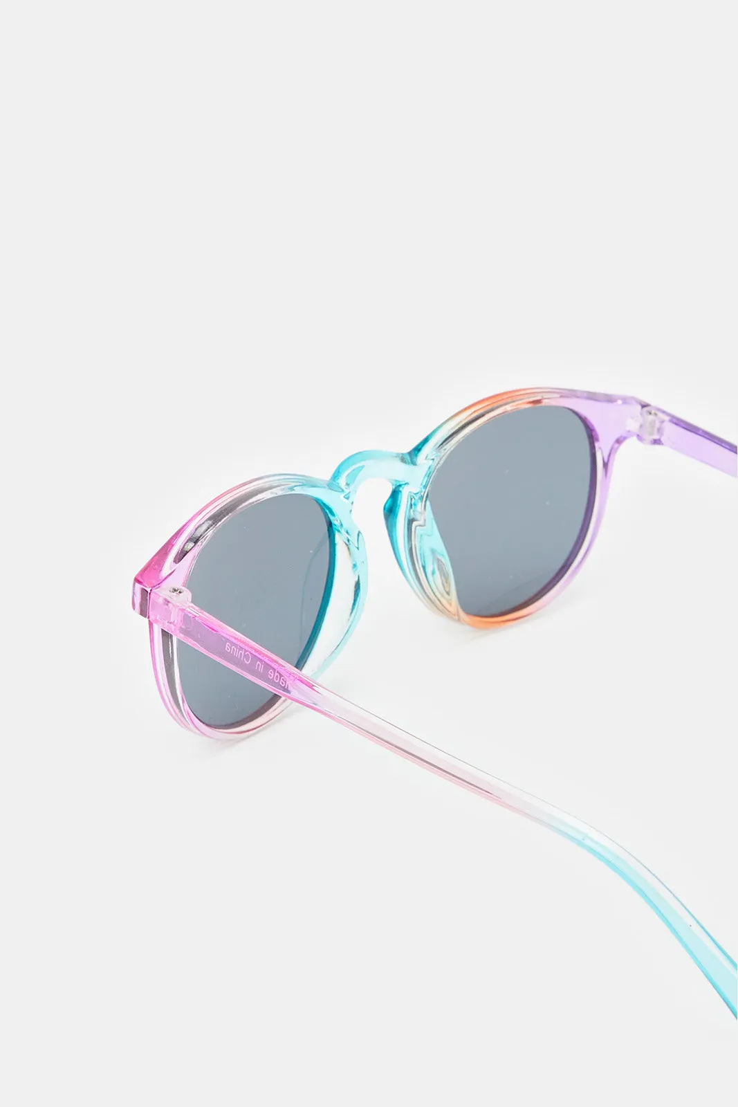 Girls Multicolour Round Sunglasses With Sequins Case (2 Piece)
