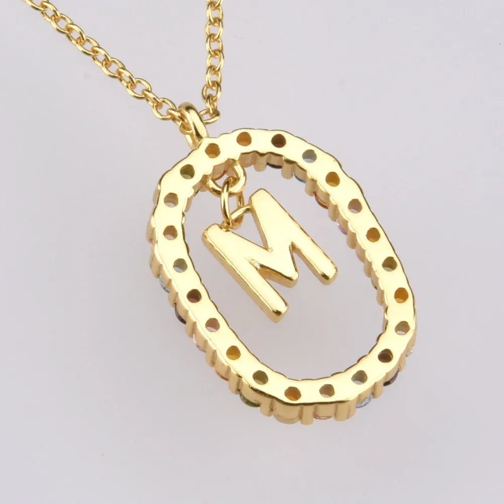 Gold Letter Initial Necklace with Adjustable Chain