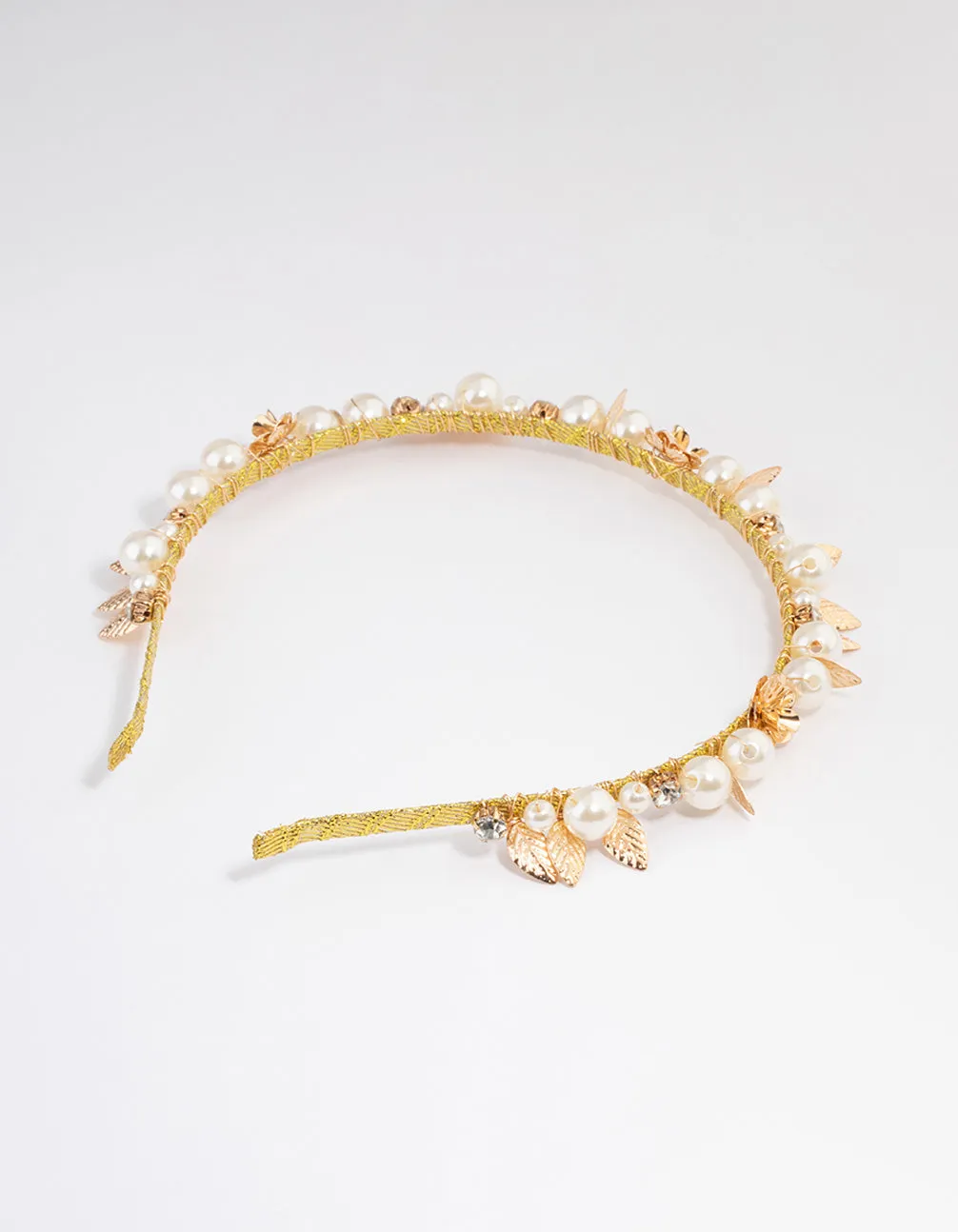 Gold Rose Pearl & Diamante Headband