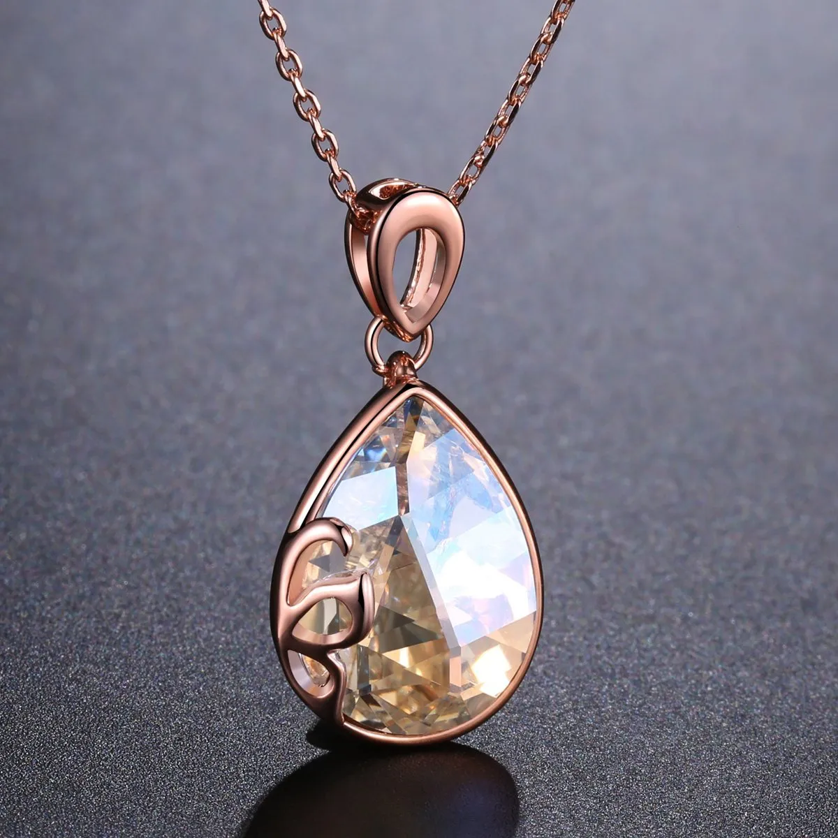 Golden Long Chain Pendant Necklace KPN0248