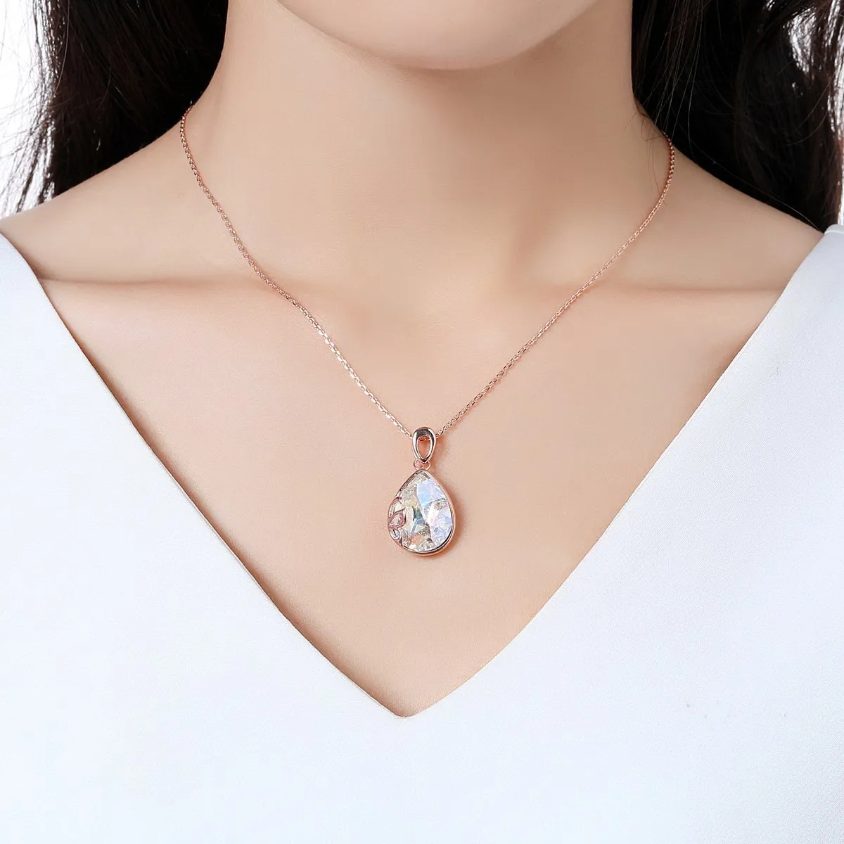 Golden Long Chain Pendant Necklace KPN0248
