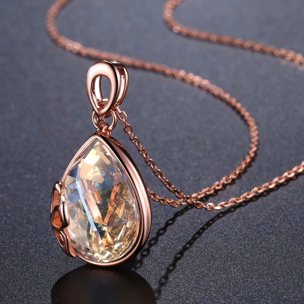 Golden Long Chain Pendant Necklace KPN0248
