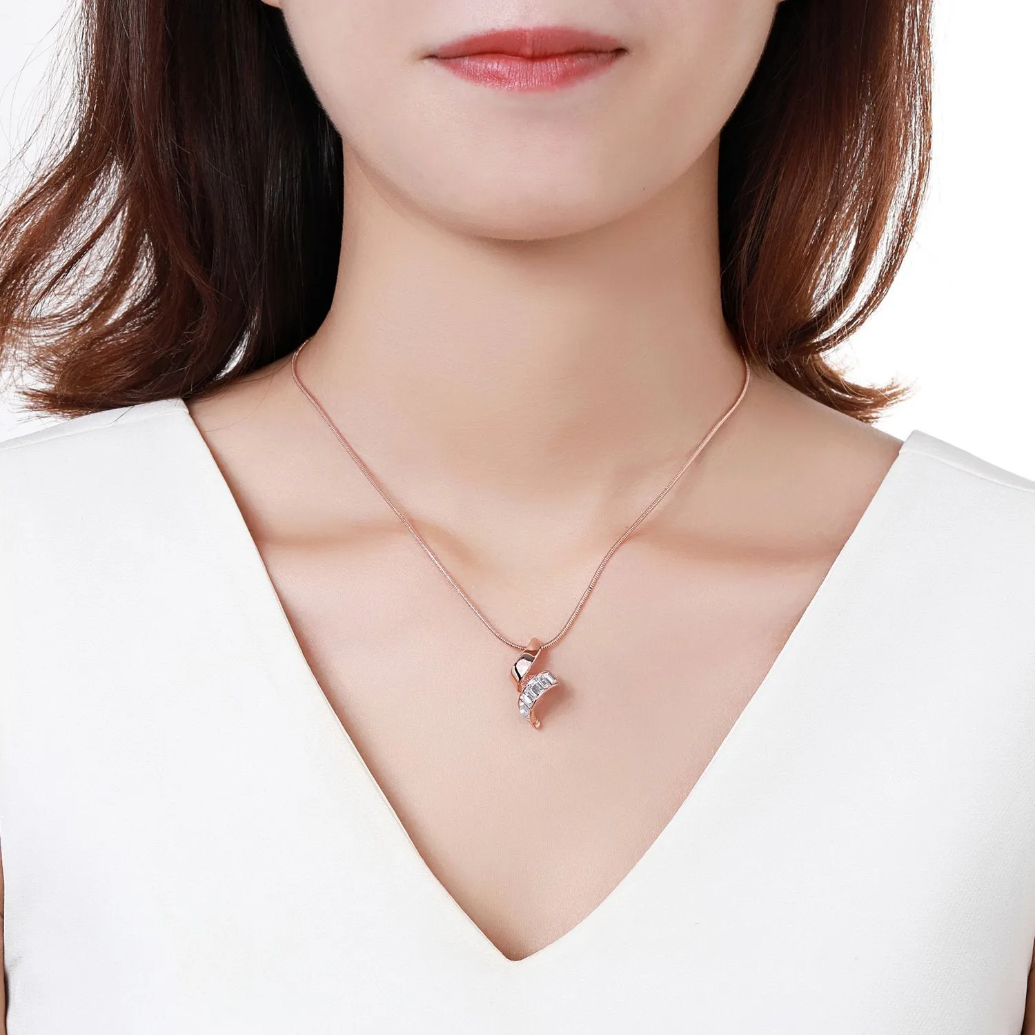 Golden Paved Clear Cubic Zirconia Necklace KPN0264