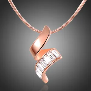 Golden Paved Clear Cubic Zirconia Necklace KPN0264