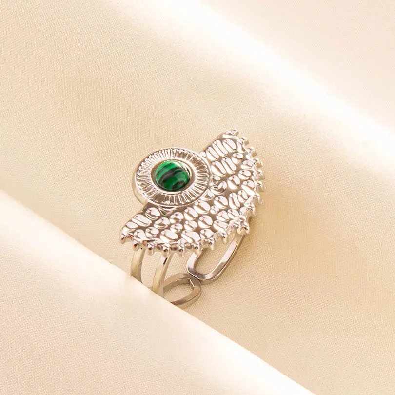 Green Turquoise Adjustable Ring- Bohemian Style