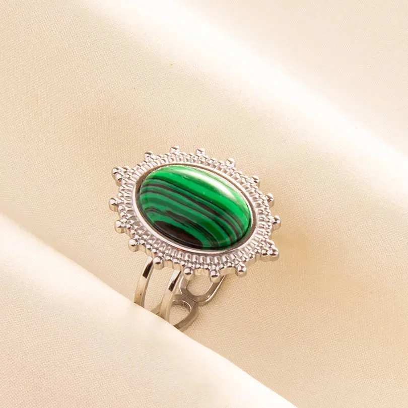 Green Turquoise Adjustable Ring- Bohemian Style