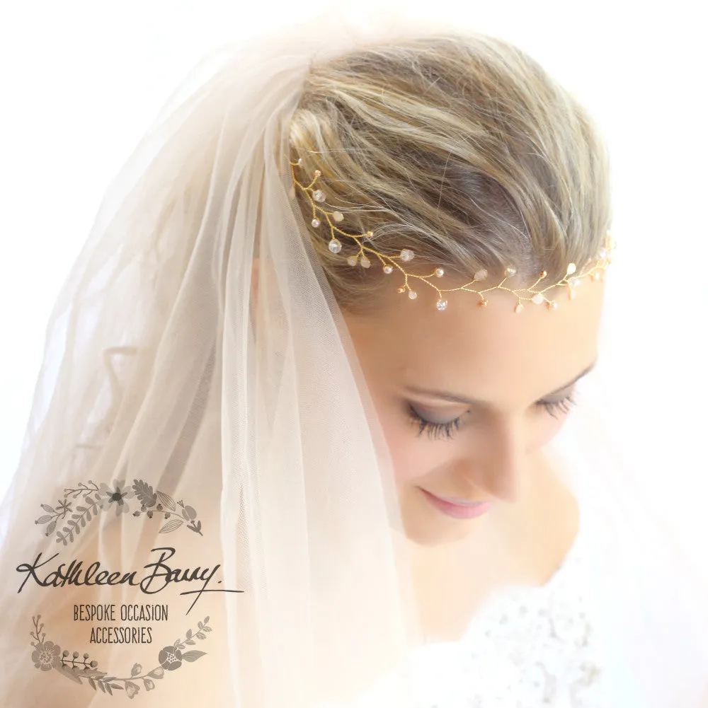 Helen vine style wreath - gold champagne, rose gold blush or silver pearl off white