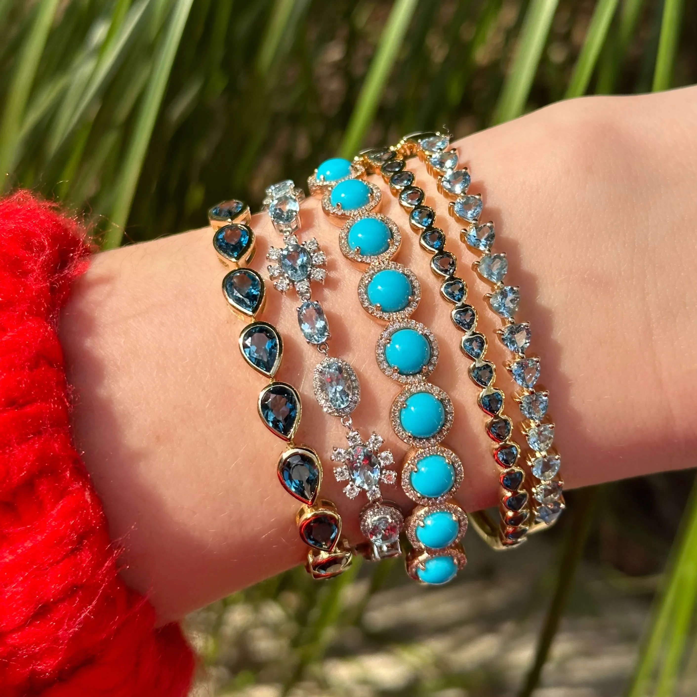 Icy Oval Aquamarine & Diamond Bracelet