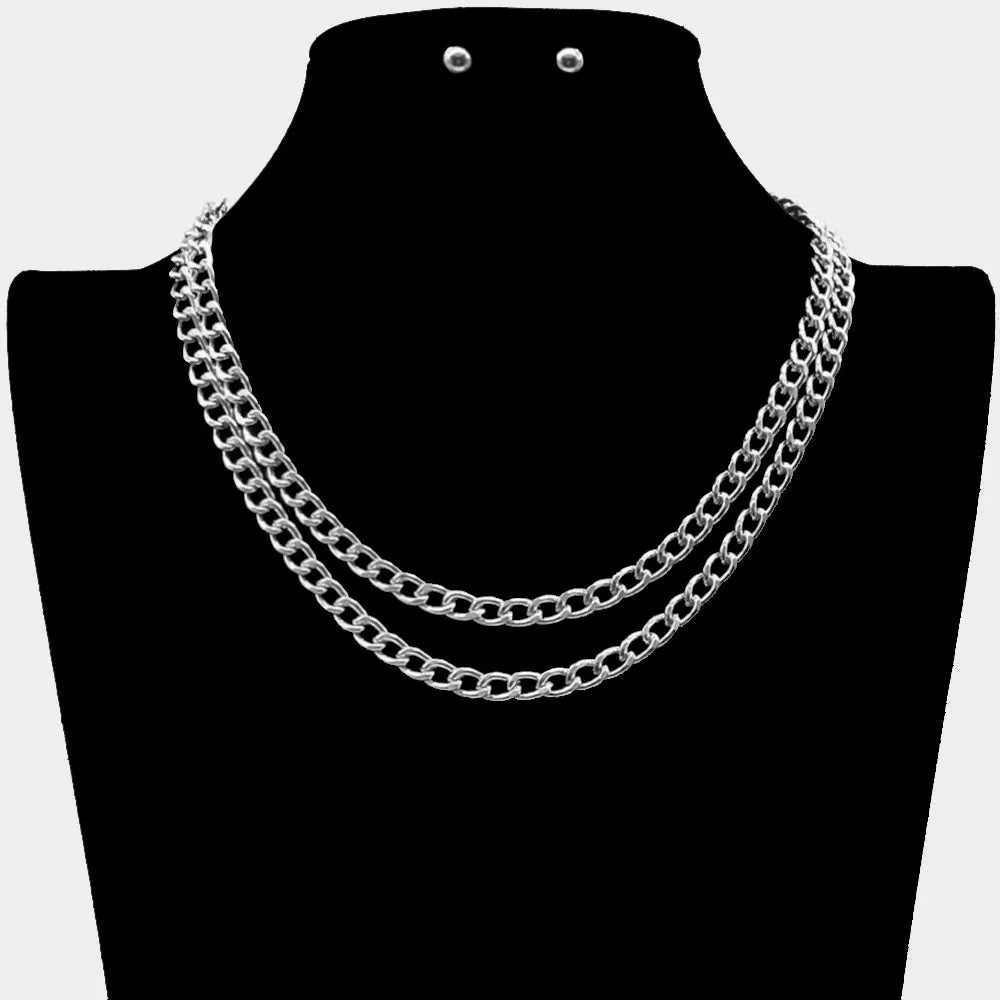 iLLASPARKZ Double Layered Metal Chain Necklace
