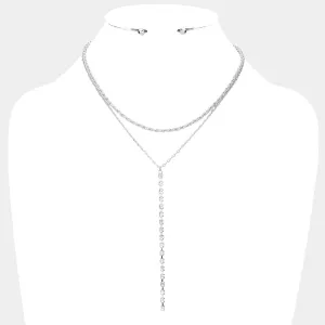 iLLASPARKZ Double Layered Rhinestone Y Necklace