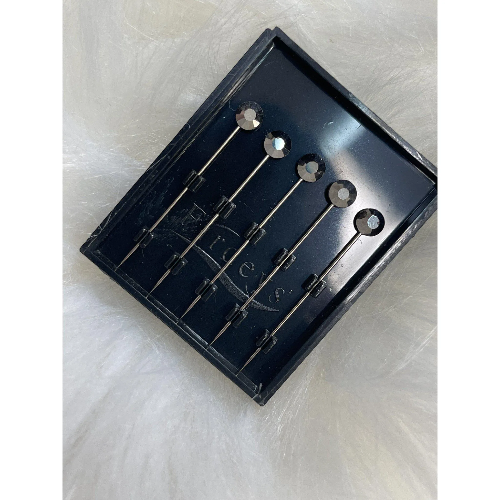 Jewel Headwrap Pins - Charcoal