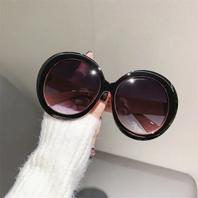 KAMMPT Oversized Round Sunglass Trendy Vintage Gradient Luxe Style