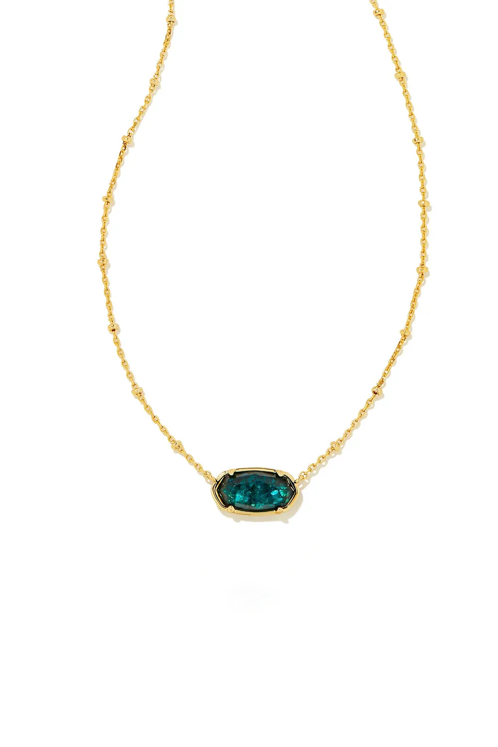 Kendra Scott: Faceted Gold Elisa Short Pendant Necklace - Dark Teal Mica