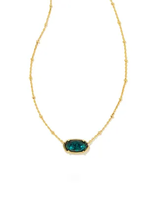 Kendra Scott: Faceted Gold Elisa Short Pendant Necklace - Dark Teal Mica