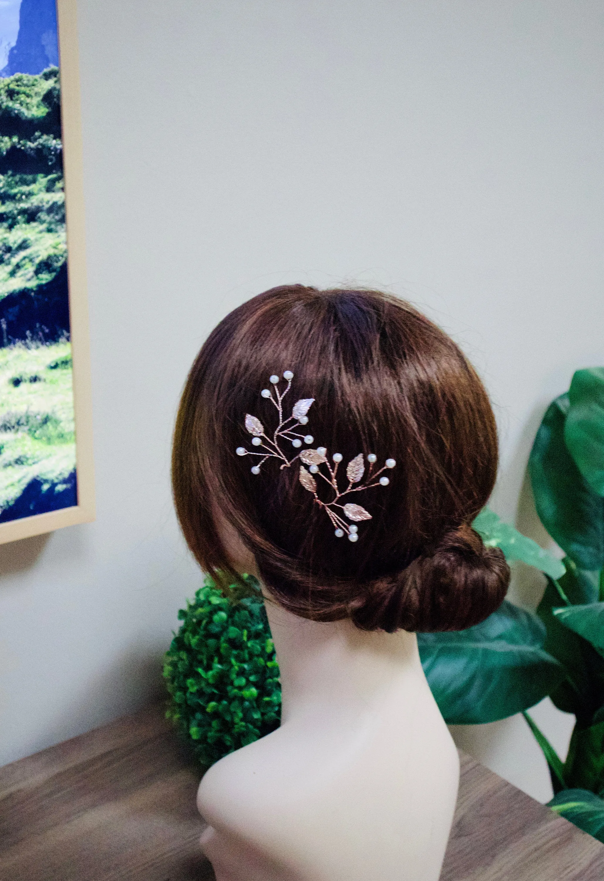 Leaf Hair Pins Bridesmaid Hair Accessories Wedding HaIr Accessories Branch Hair Pins Rose Gold HairPin Bridal Headpiece Bridesmaid Hair Pins