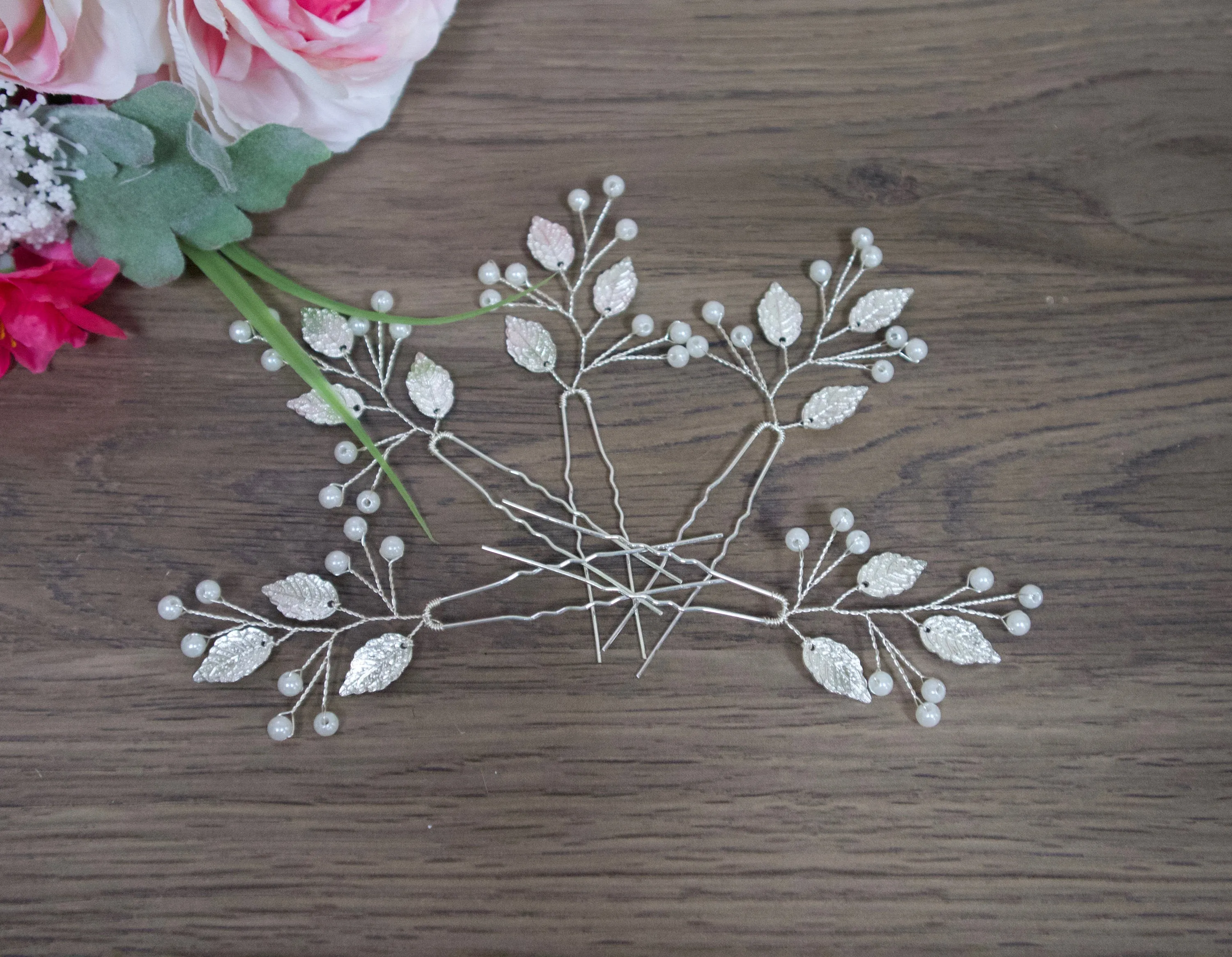 Leaf Hair Pins Bridesmaid Hair Accessories Wedding HaIr Accessories Branch Hair Pins Rose Gold HairPin Bridal Headpiece Bridesmaid Hair Pins