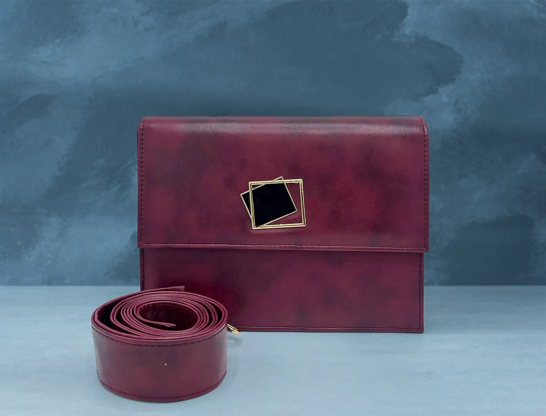 Metal Decor Textured Square Bag