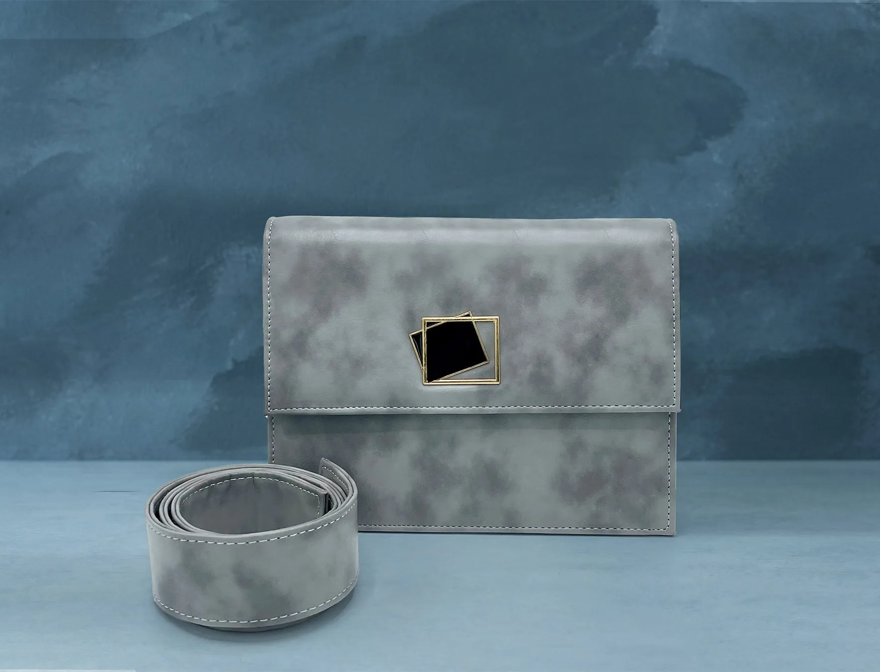 Metal Decor Textured Square Bag