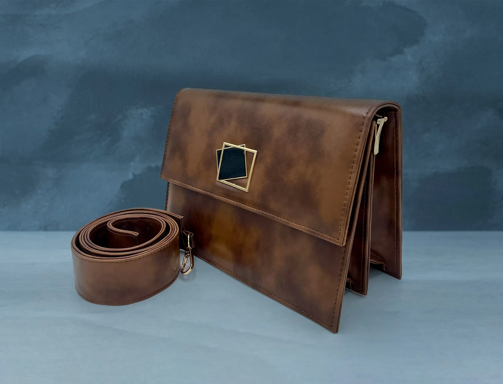 Metal Decor Textured Square Bag