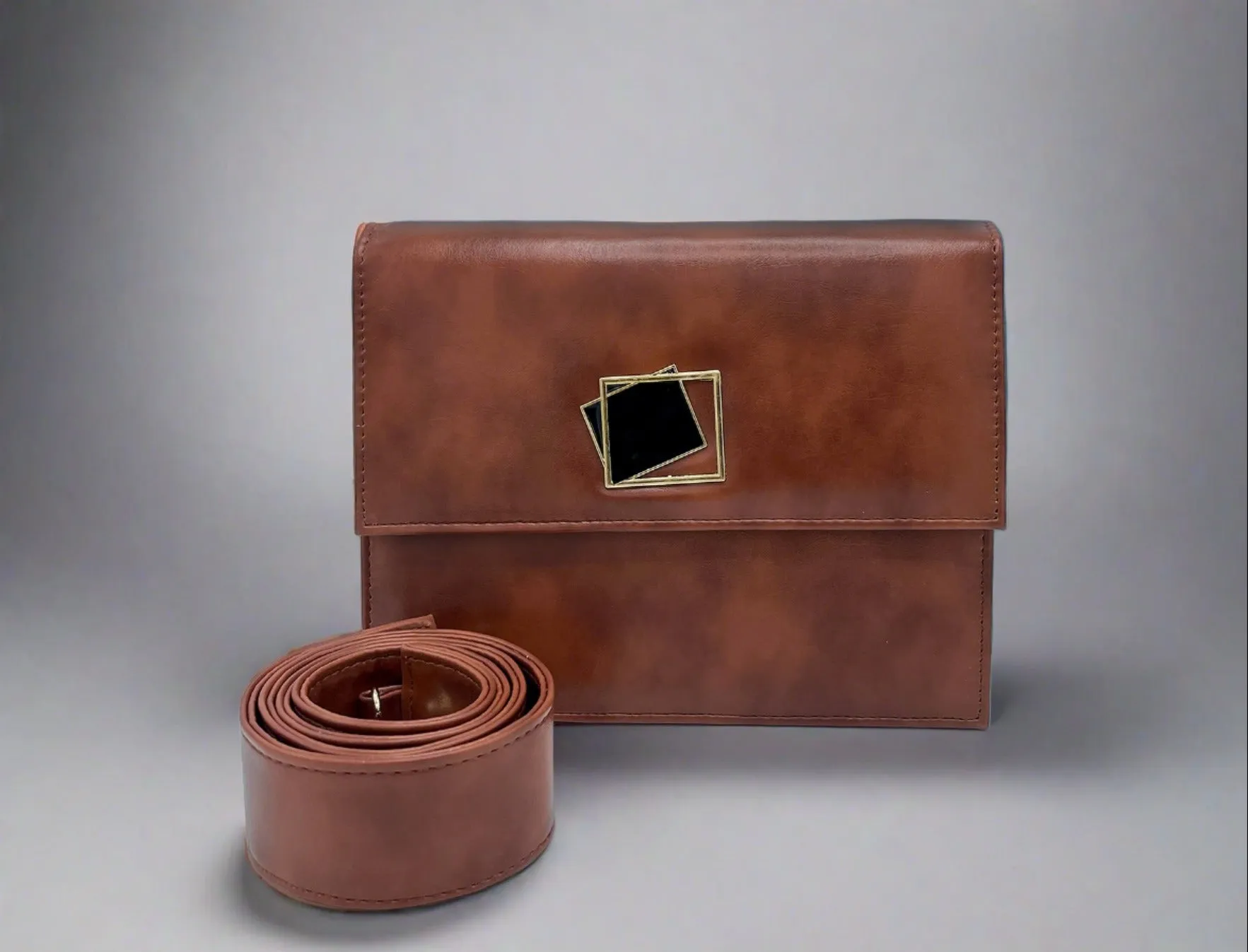 Metal Decor Textured Square Bag