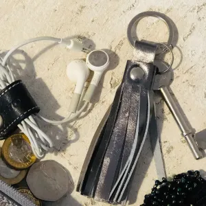 Metallic Rimor Tassel Key Ring CC16 Pewter