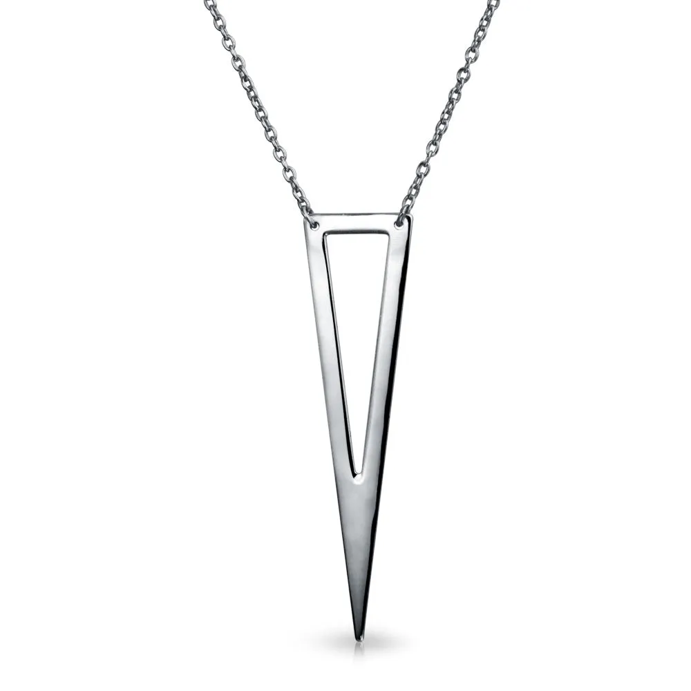 Minimalist Triangle Geometric Pendant Necklace in Sterling Silver