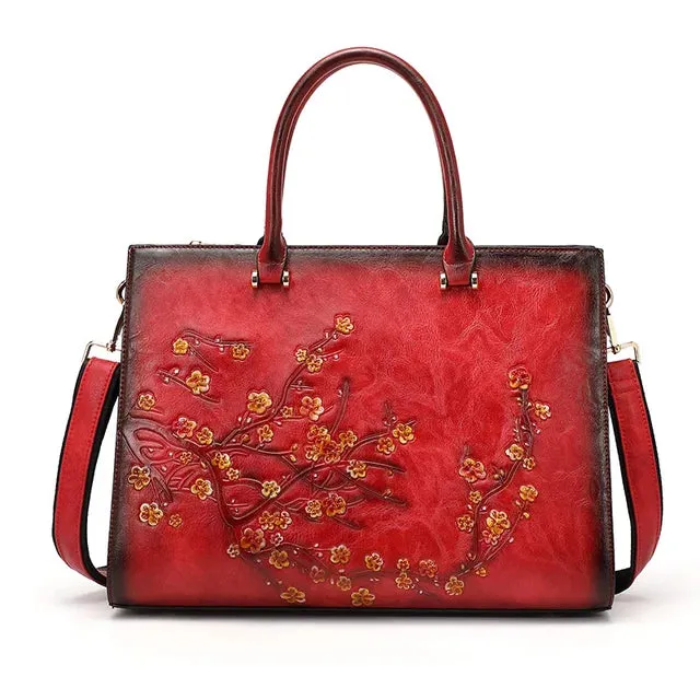 MOTAORA Vintage Embossed Leather Top-handle Bags