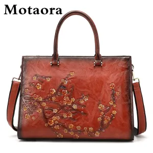 MOTAORA Vintage Embossed Leather Top-handle Bags