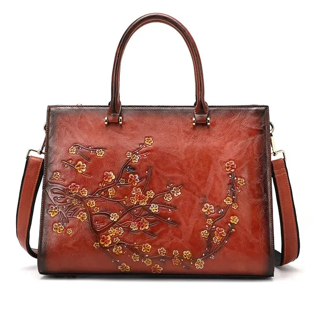 MOTAORA Vintage Embossed Leather Top-handle Bags