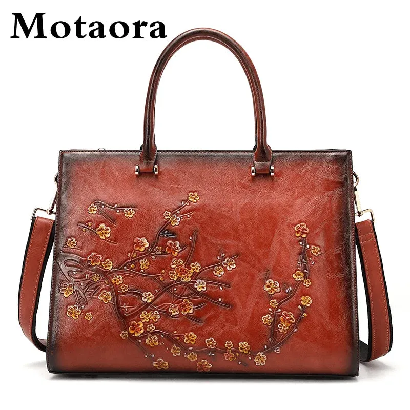 MOTAORA Vintage Embossed Leather Top-handle Bags