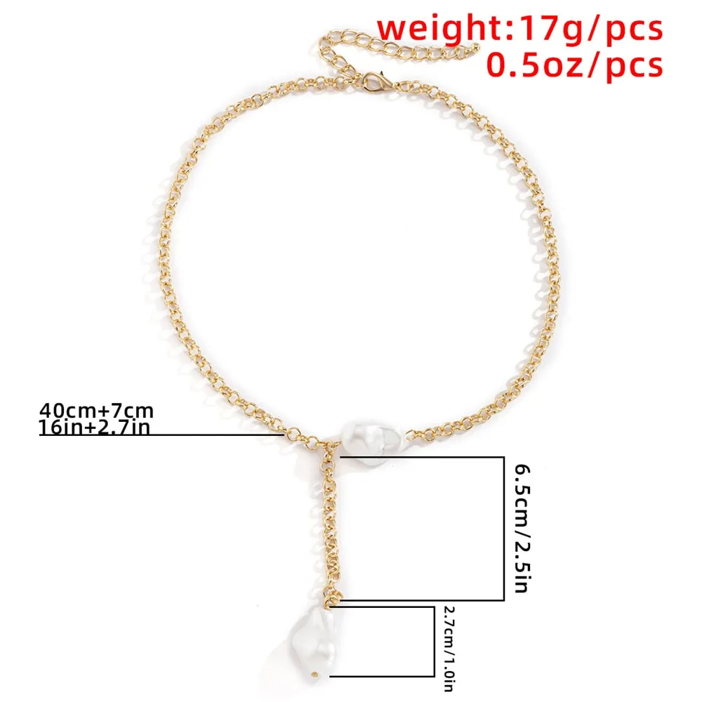 Natural Pearl Baroque Pendant Necklace Choker Women Jewelry
