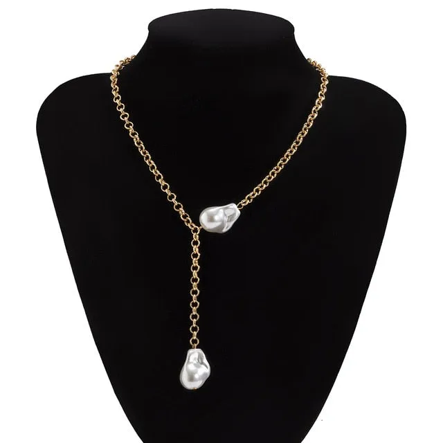 Natural Pearl Baroque Pendant Necklace Choker Women Jewelry