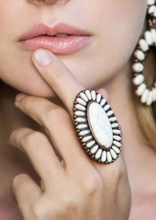 Natural Stone Cuff Ring