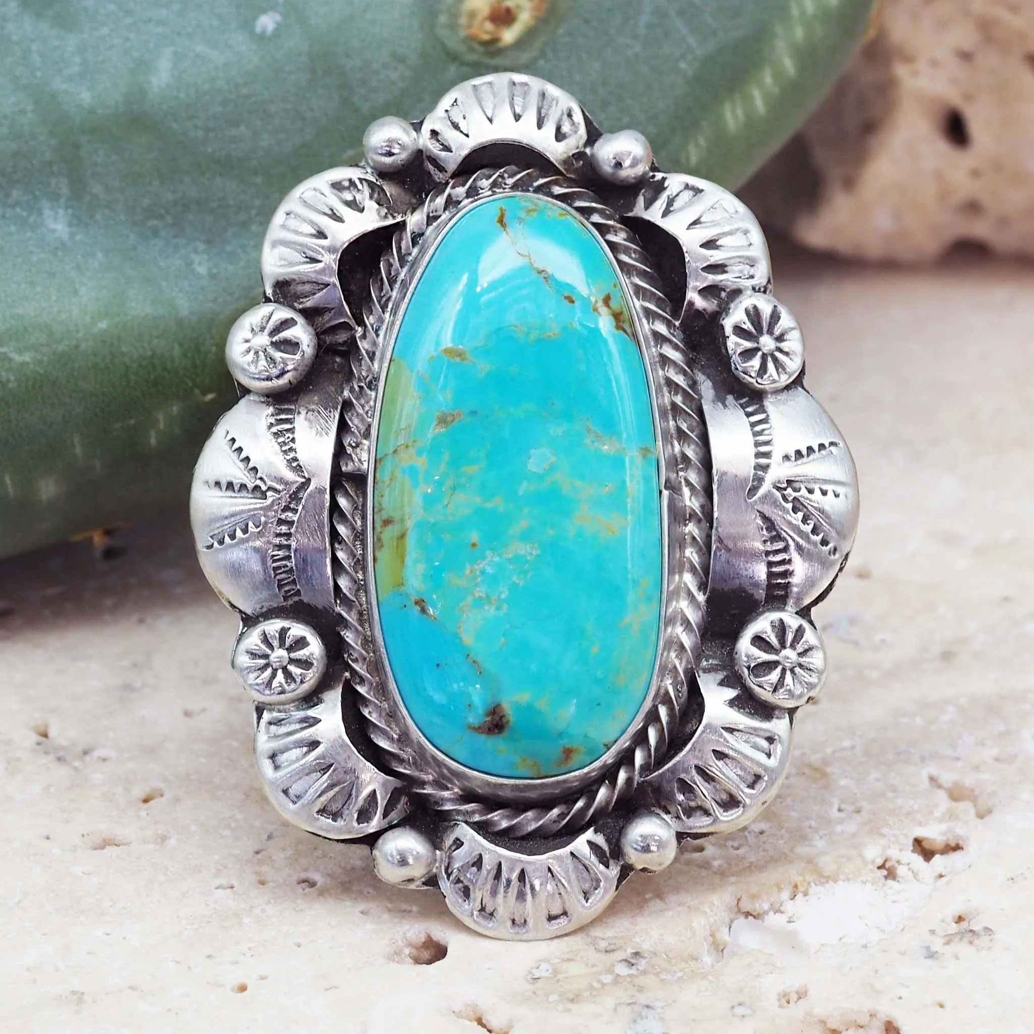Navajo Turquoise Flower Ring