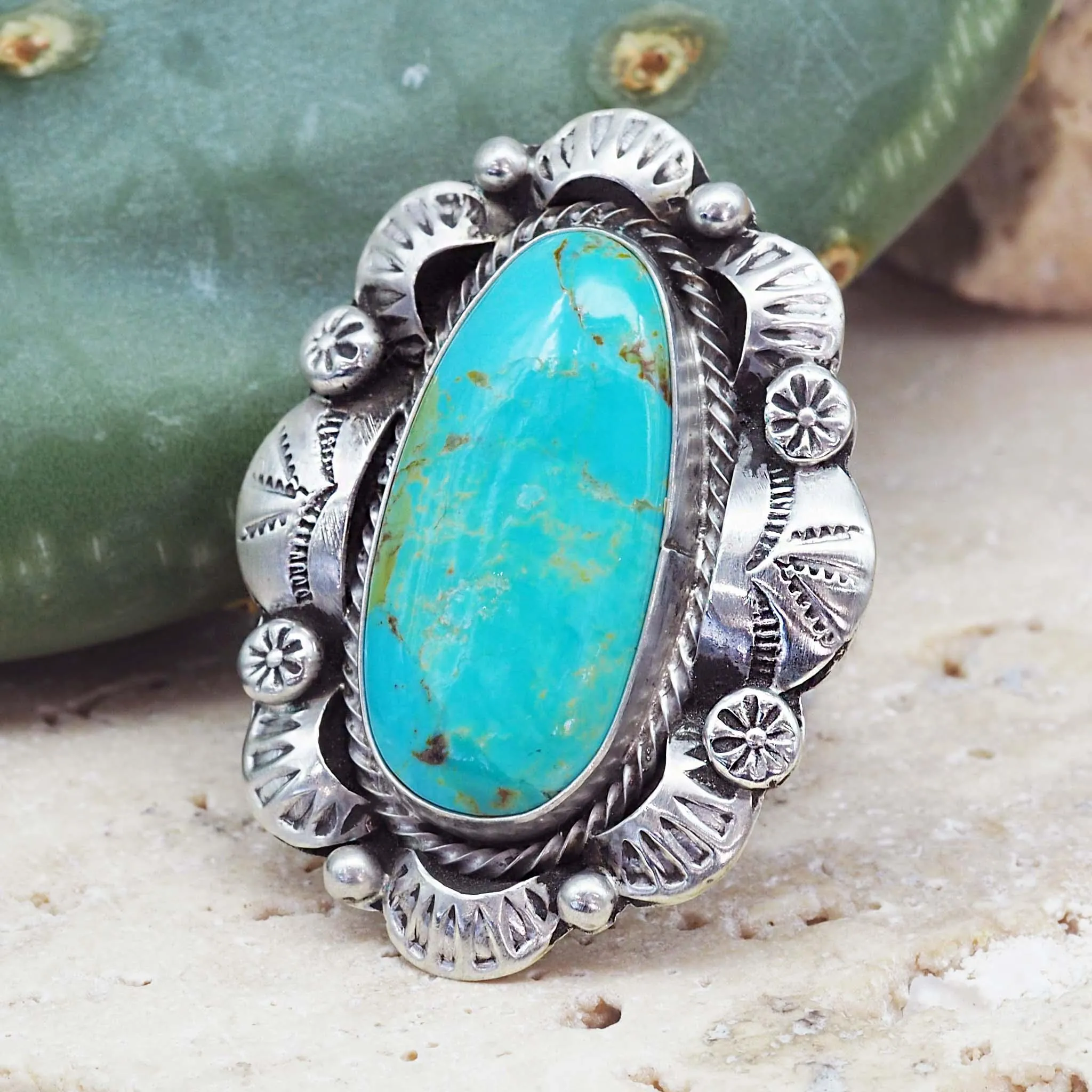 Navajo Turquoise Flower Ring
