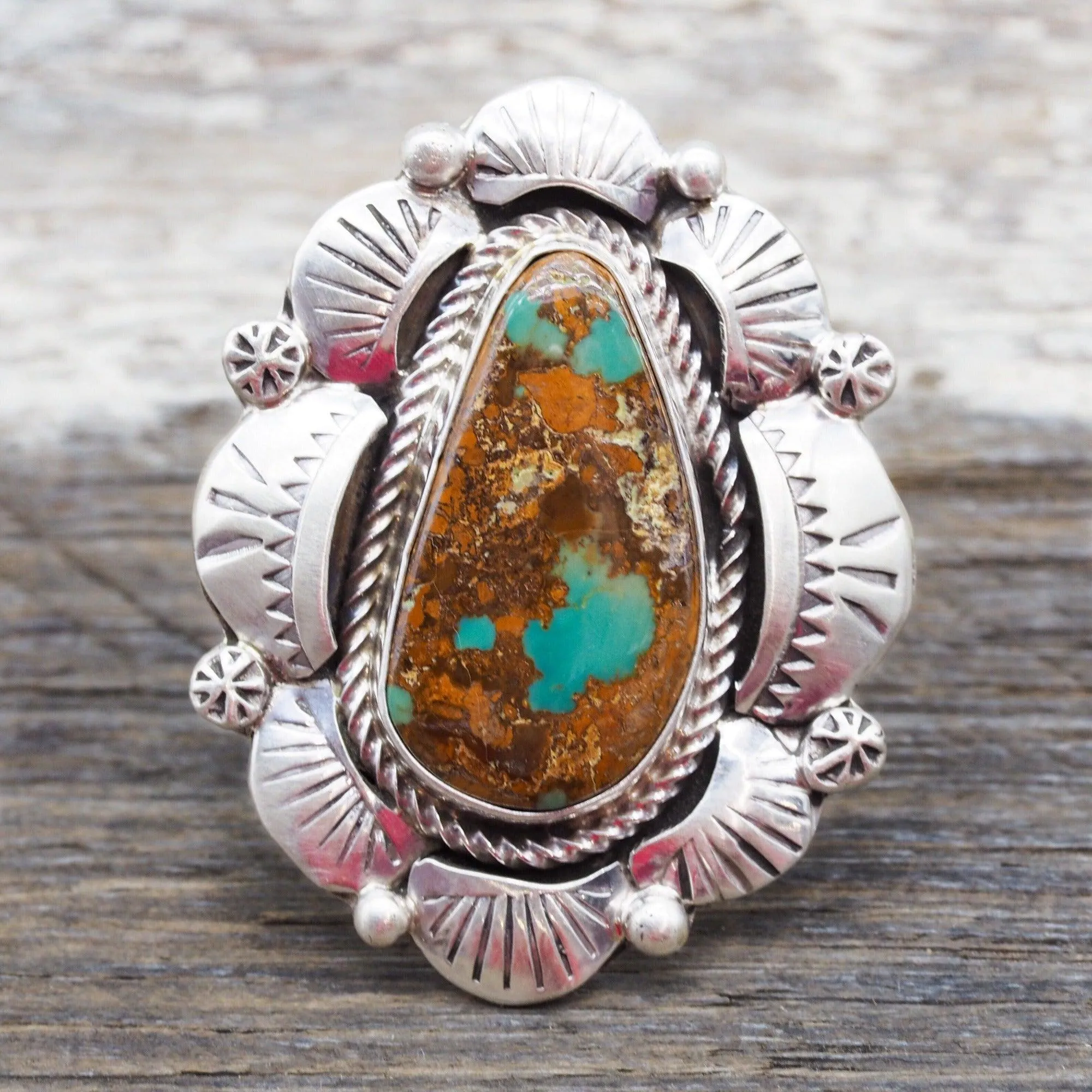Navajo Turquoise Flower Ring