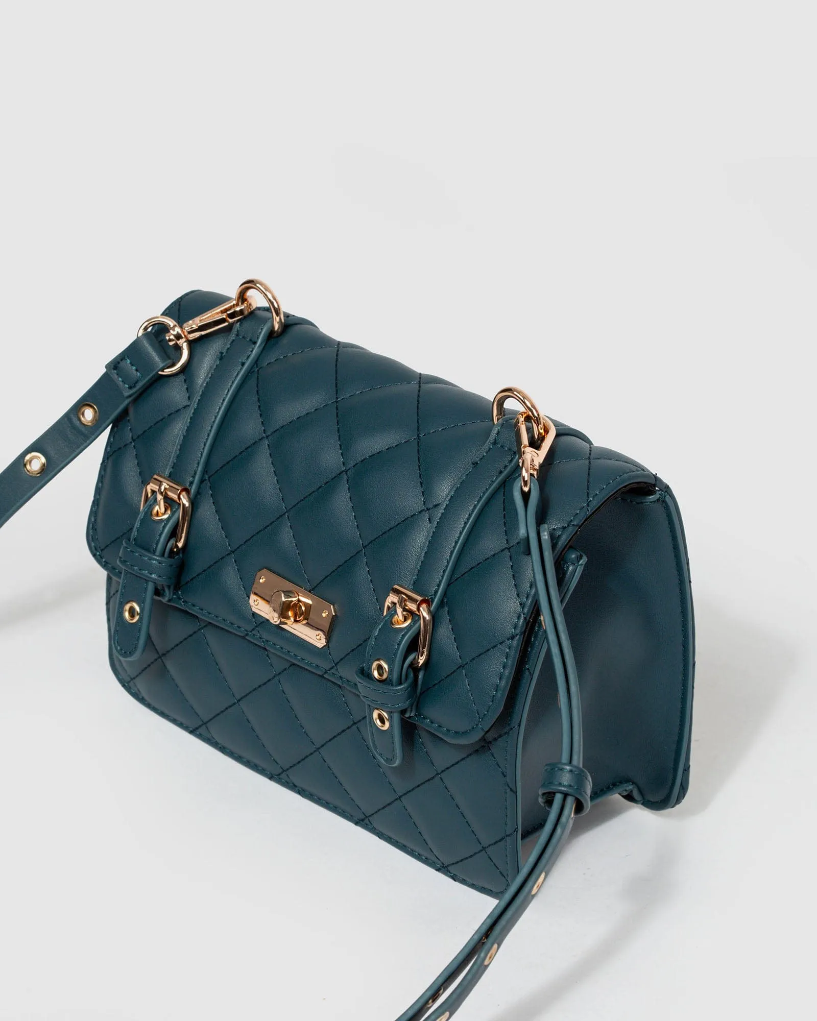 Navy Blue Julissa Lock Crossbody Bag