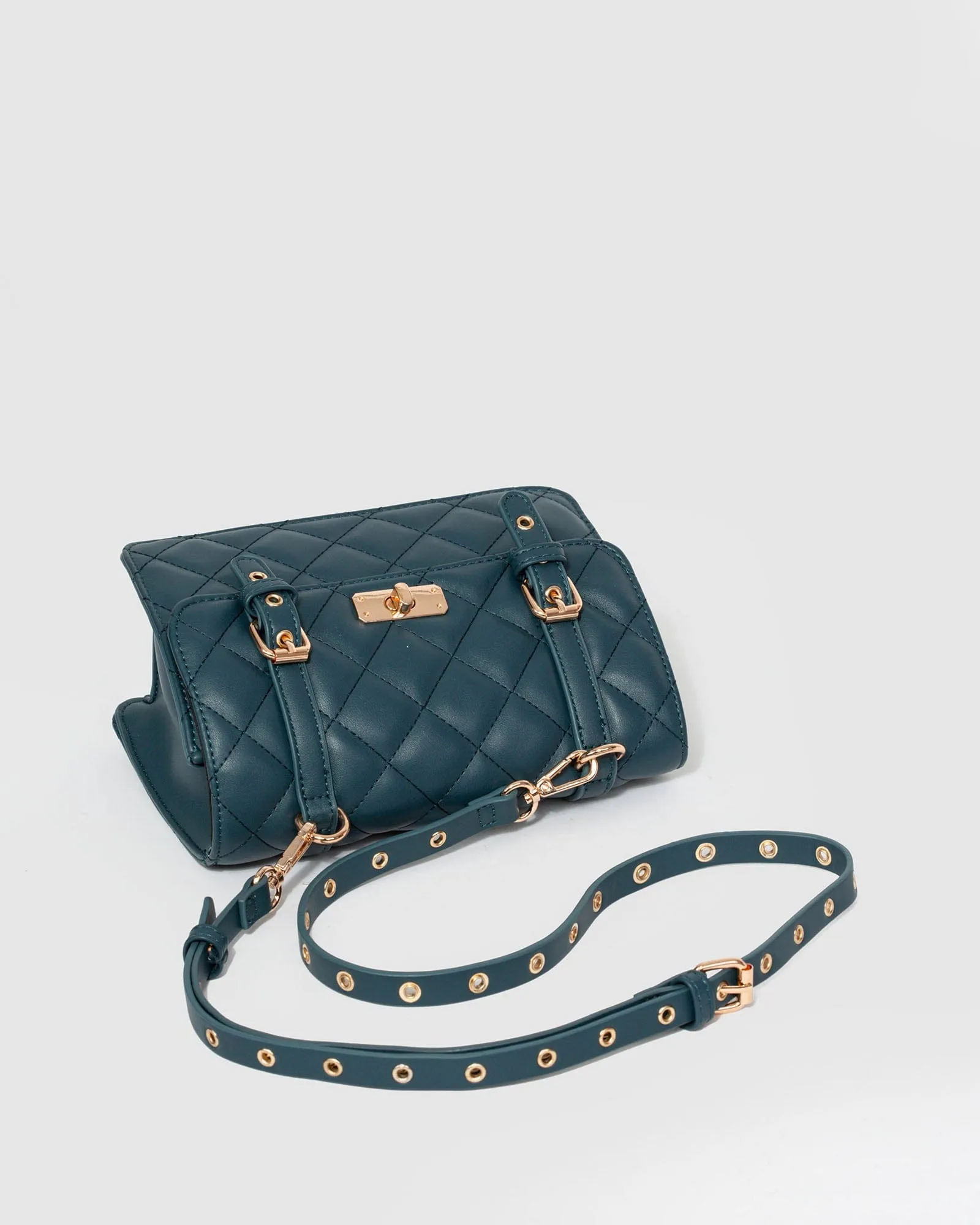 Navy Blue Julissa Lock Crossbody Bag