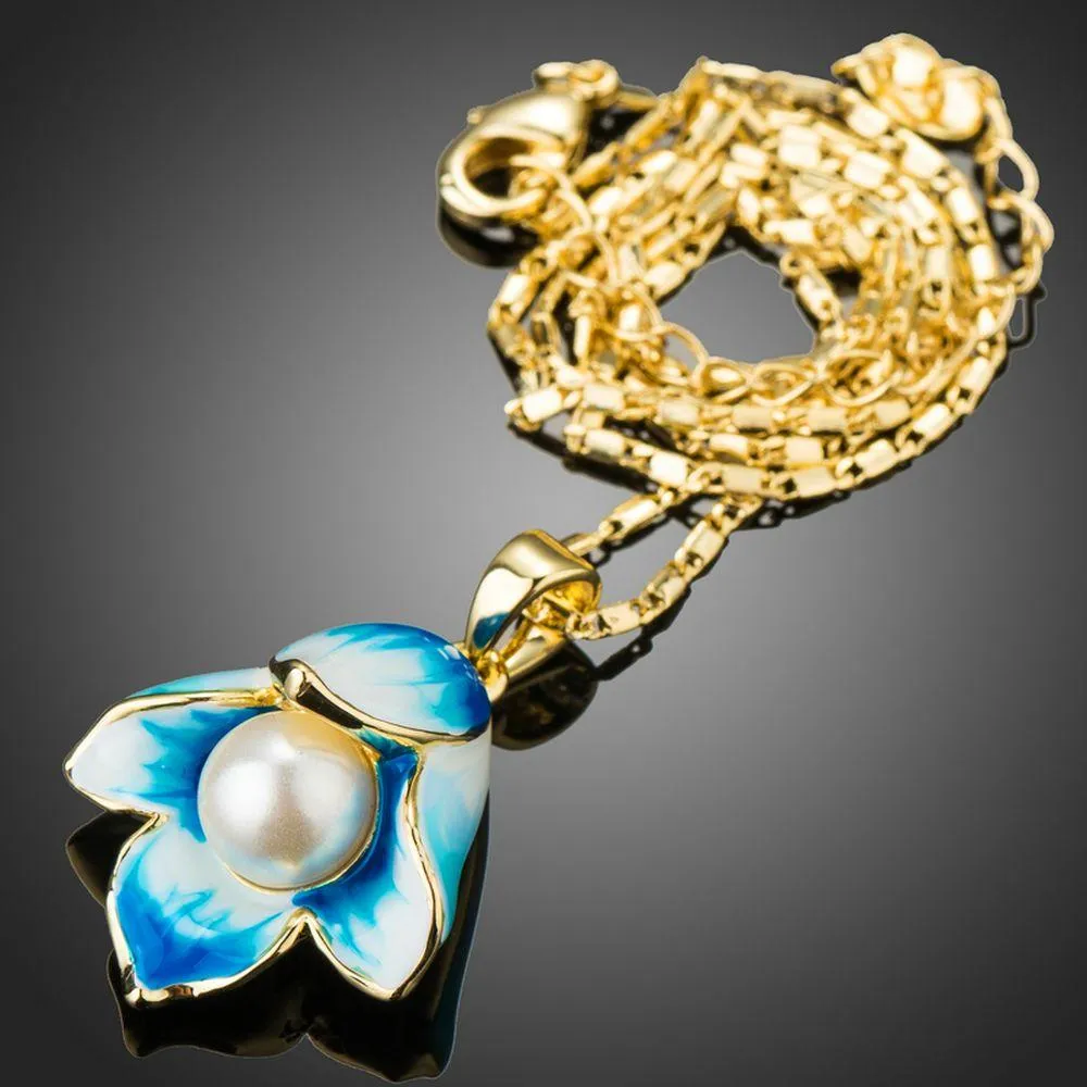 Oil Painting Pearl Flower Necklace KPN0205