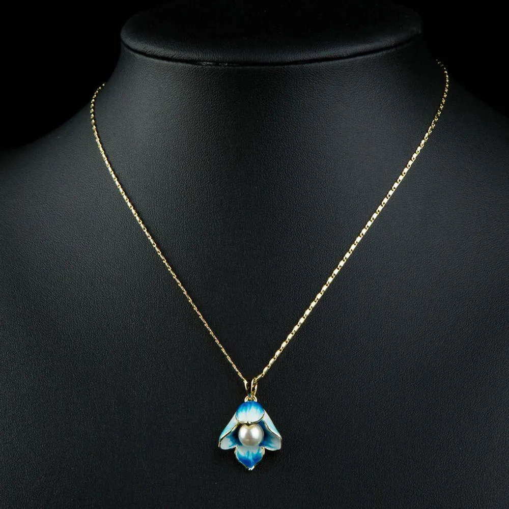 Oil Painting Pearl Flower Necklace KPN0205