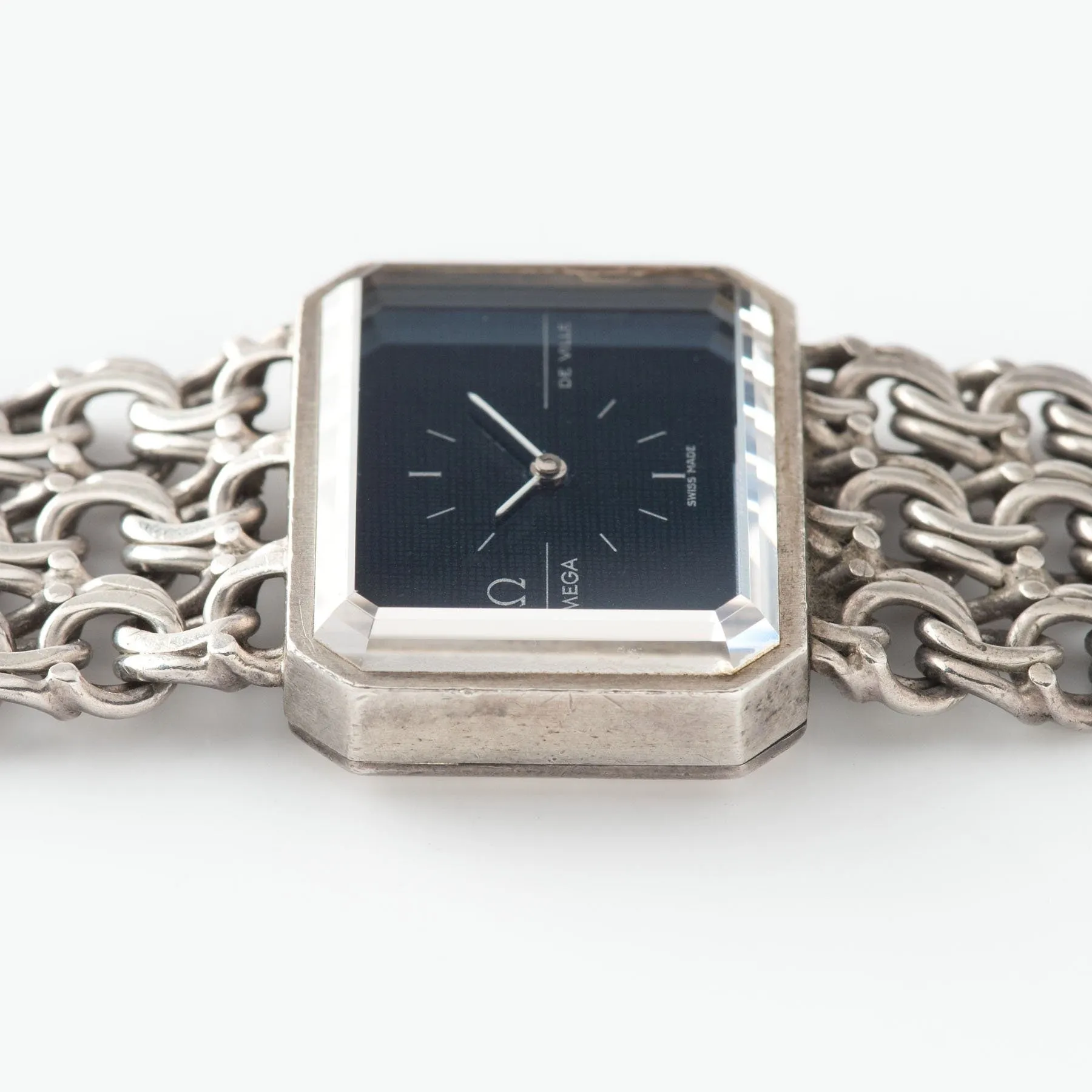 Omega De Ville Silver Watch with Blue Dial Andrew Grima
