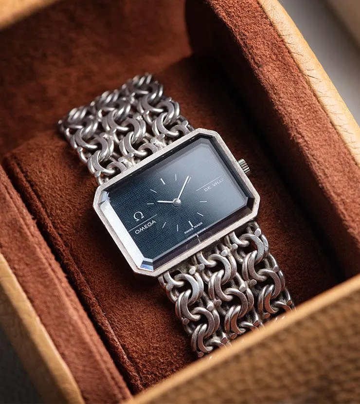 Omega De Ville Silver Watch with Blue Dial Andrew Grima