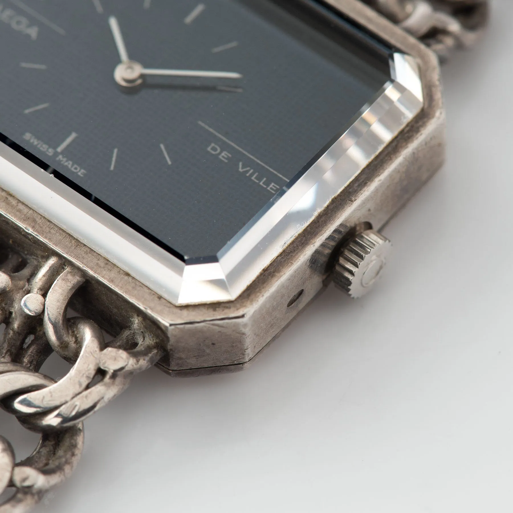 Omega De Ville Silver Watch with Blue Dial Andrew Grima
