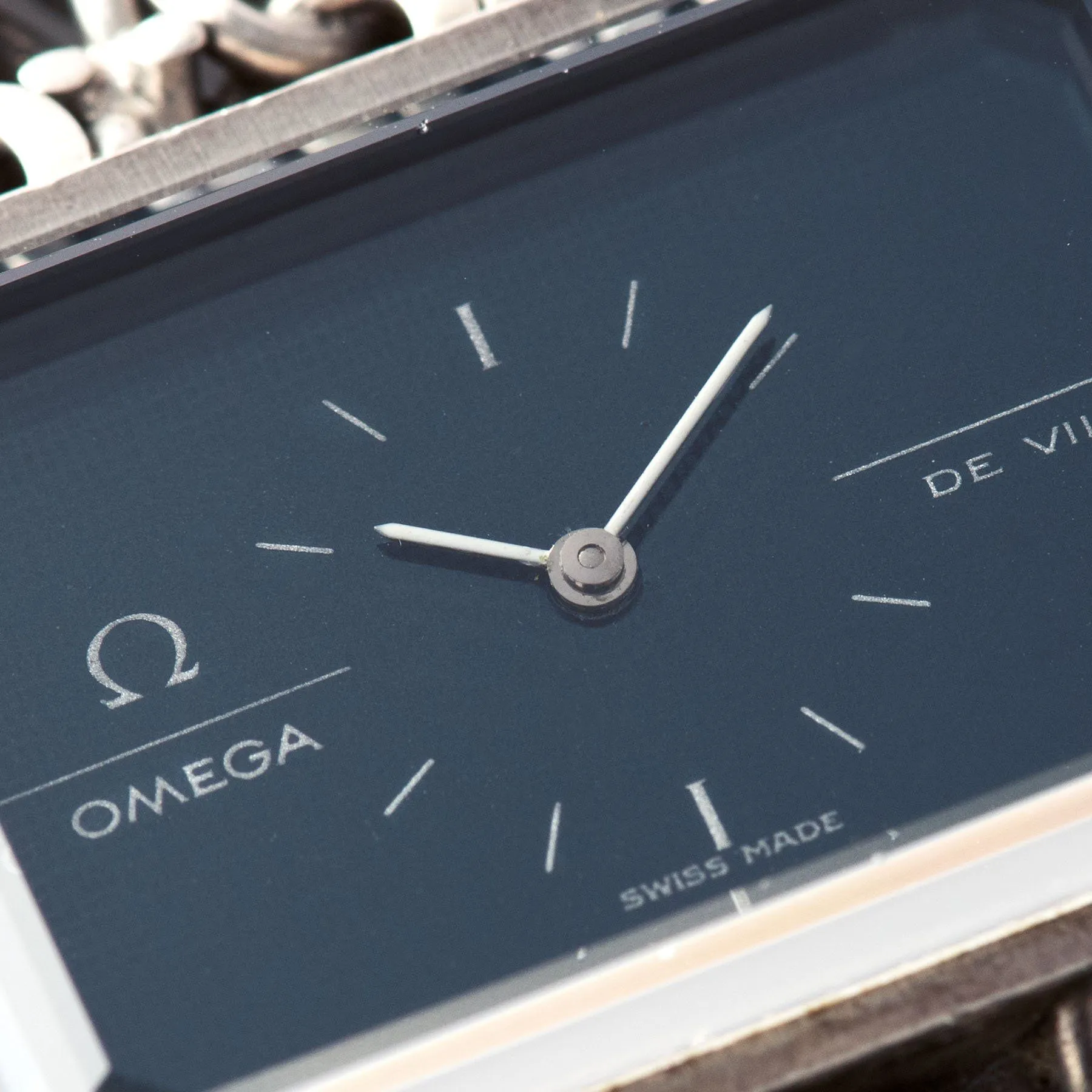 Omega De Ville Silver Watch with Blue Dial Andrew Grima