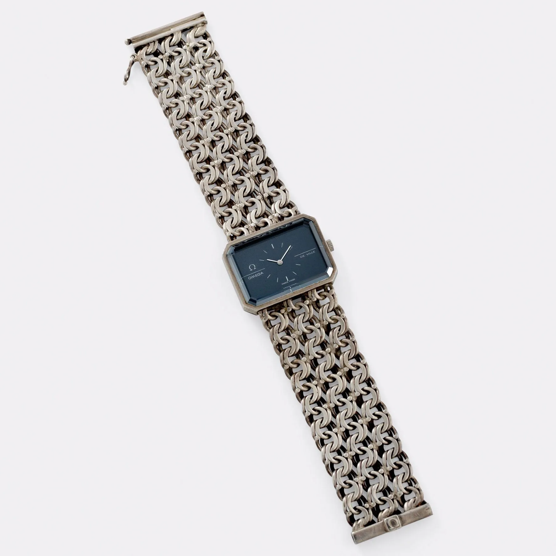 Omega De Ville Silver Watch with Blue Dial Andrew Grima