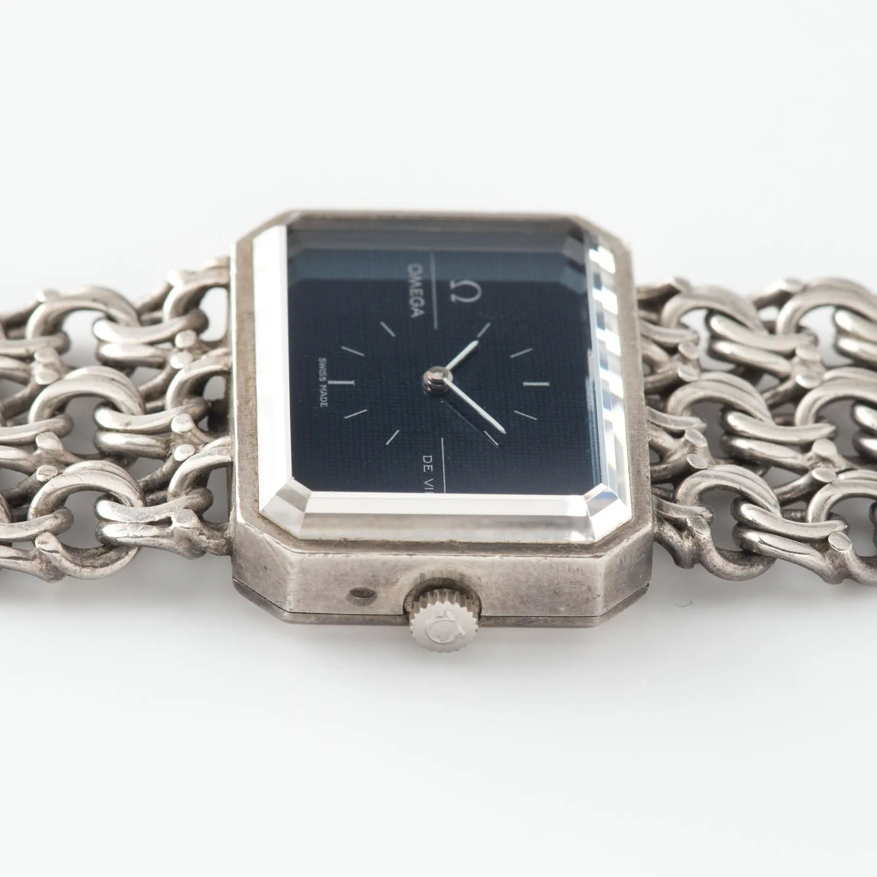 Omega De Ville Silver Watch with Blue Dial Andrew Grima