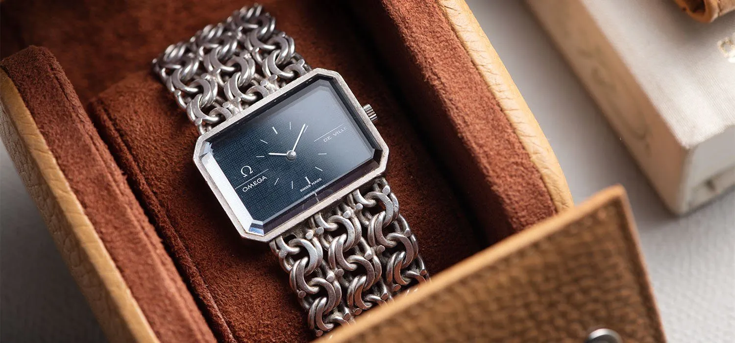 Omega De Ville Silver Watch with Blue Dial Andrew Grima