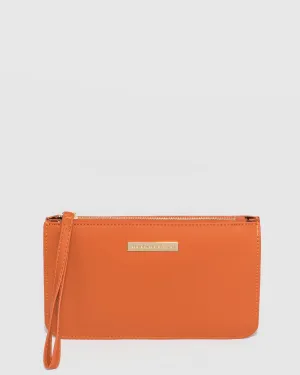 Orange Willow Wristlet Clutch Bag