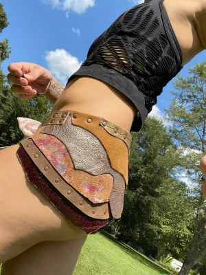 OSTARA, Peach Goddess Skirt, Leather Utility Belt, Burning Man Skirt, Steampunk costume, Rave Costume, Viking Belt